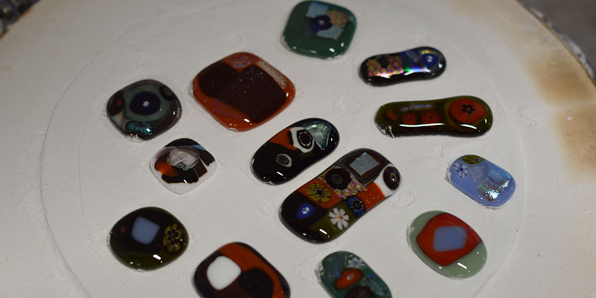 Fused glass pendants from Skill Share workshop taught by Roberta Bizier.