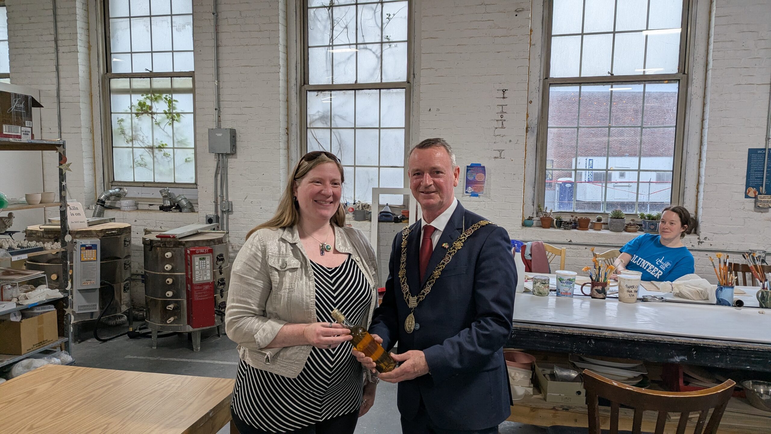 President Carol Fournier with Fergal Dennehy, the Lord Mayor of Cork, Ireland