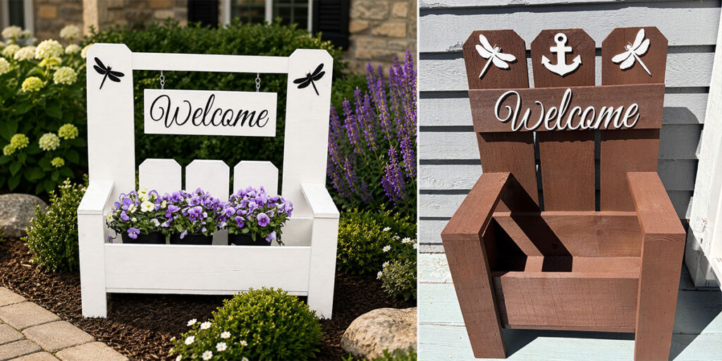 Wooden planter benches by maker Kelly V.